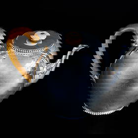 Late 18th C. Georgian Sterling Silver Apple Form Tea Pot: Late 18th C. Georgian Sterling Silver Apple Form Tea Pot, Having Bone Top Handle, Bead Edge on Lid, Bead Edge on Bottom, Wooden Handle, Coat of Arms on Side, Attributed to Samuel Willmott of Plymouth,