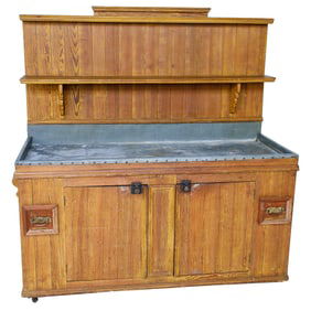 Late 19th C. Pine and Zinc Dry Sink
