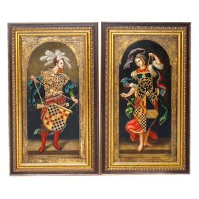 Santoni Spanish Full Body Portraits, Oil on Canvas, Pair