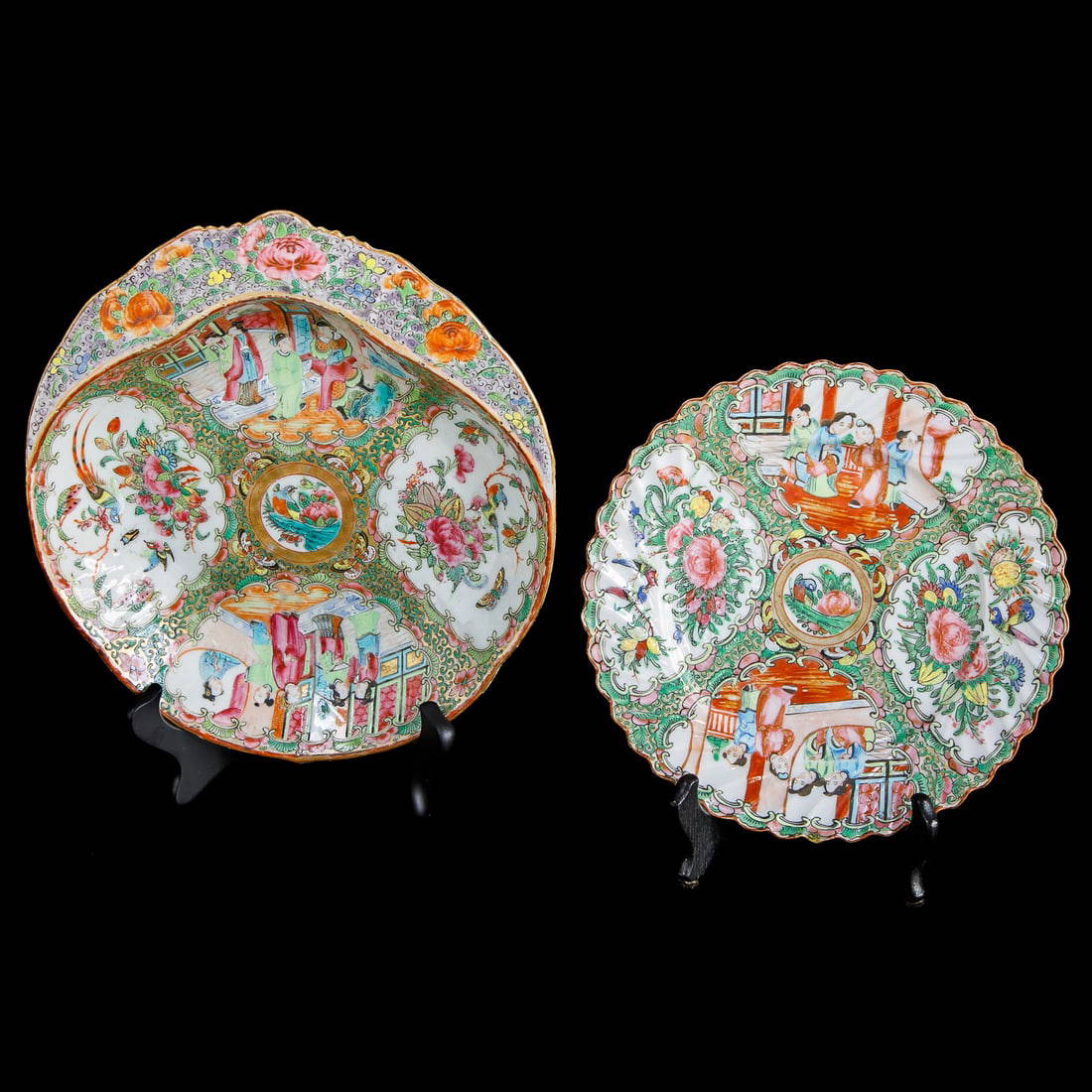 Late 19th C. Famille Rose Chinese Export Rose Medallion Plates, Two Total