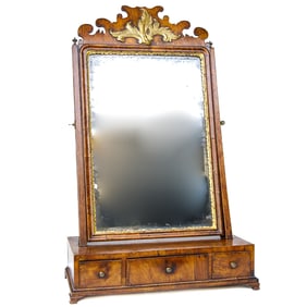 Late 18th/Early 19th C. English Walnut George II Style Toilet/Vanity Mirror