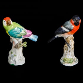 Late 19th C. Meissen Birds, Companion Pair
