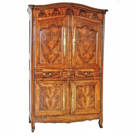 19th C. Cherry Wood French Provincial Style Four Door Armoire