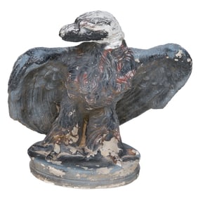 Vintage Cast Stone Painted Eagle Figure