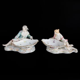 German Porcelain Sweet Meat Dishes, Companion Pair