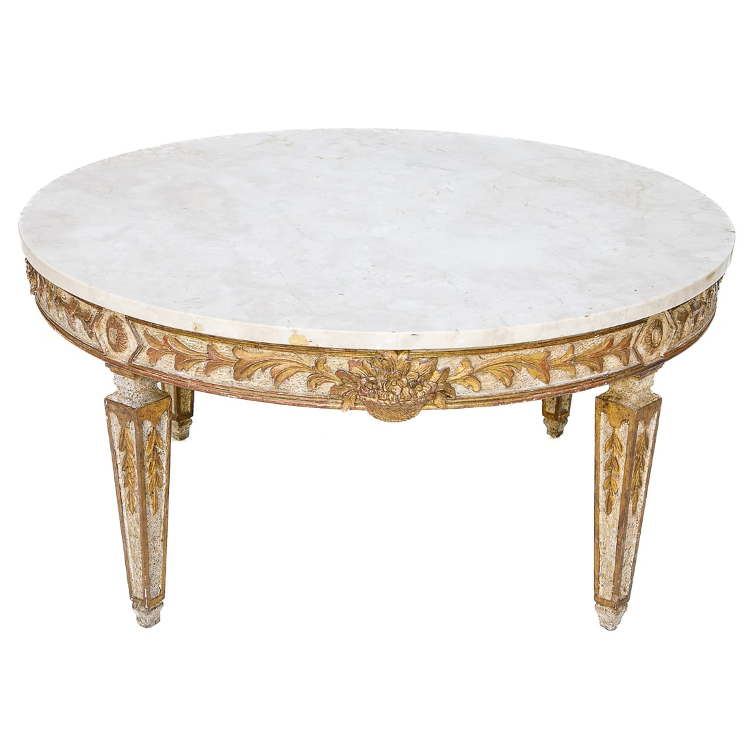 Vintage Carved Painted Italian Style Circular Cocktail Table (1 of 7)