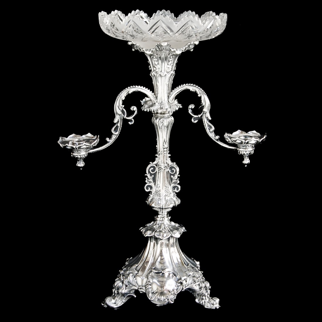 Silver Plate Centerpiece Featuring Bowl and Three Branch Candelabra (1 of 8)