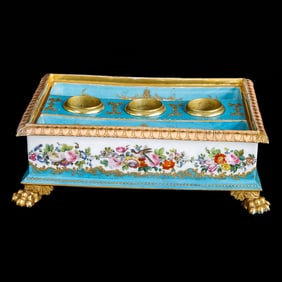 Late 19th C. French Sevres Style Porcelain Inkwell
