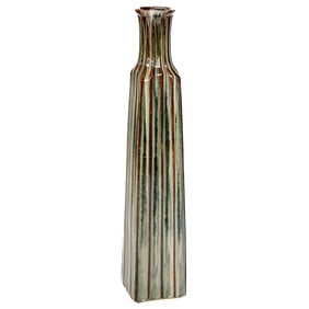 Unique Multi-Color Glazed Terra Cotta Vase