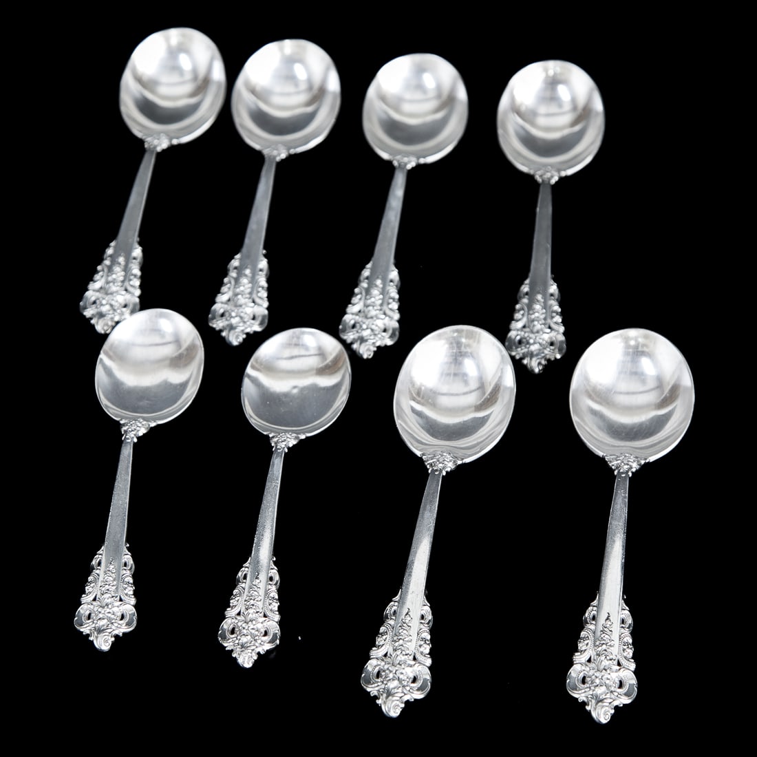 Group of Wallace Sterling Silver Cream Soup Spoons, Eight Total (1 of 4)
