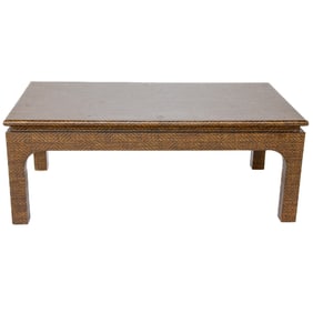Vintage Harrison Van Horn Woven and Wrapped Raffia Coffee Table