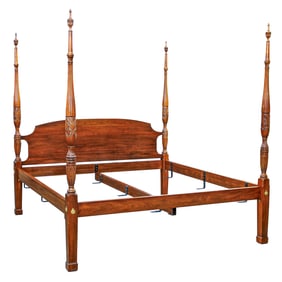 Virginia Galleries (Henkel Harris) Carved Georgian Mahogany King Size Four Poster Bed