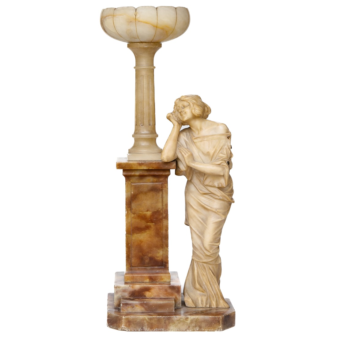 Vintage Italian Art Nouveau Style Alabaster Figural Lamp (1 of 6)