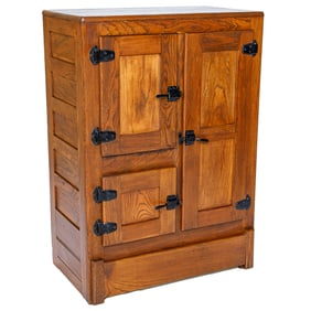 Vintage American Oak Ice Box Cabinet