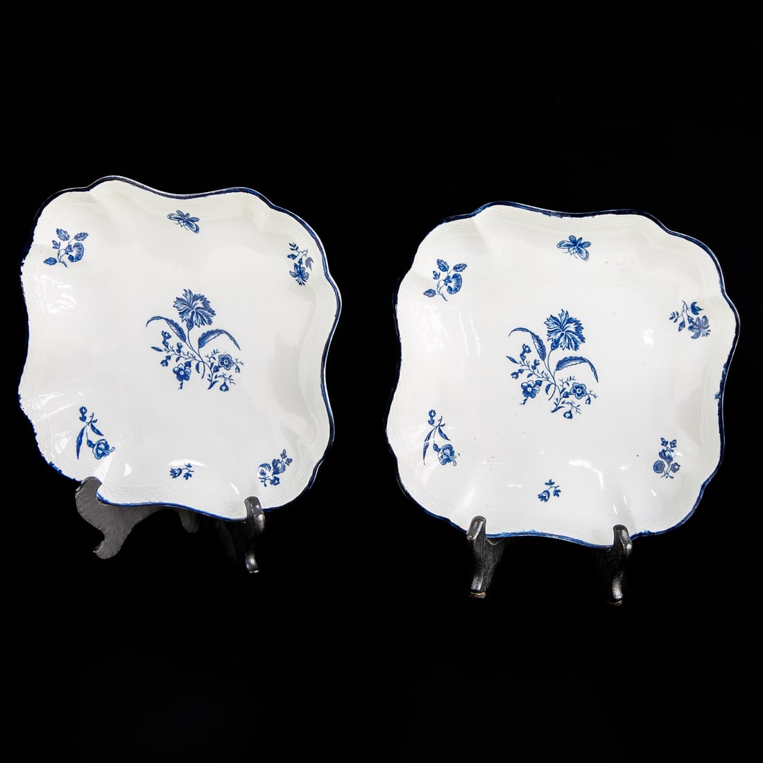 Late 18th C. English Worcester Porcelain Plates, Pair (1 of 4)