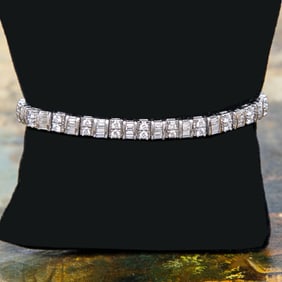 7.5 Inch 14K White Gold Natural Diamond Bracelet