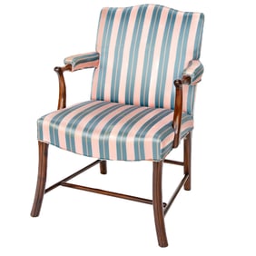 Late 19th C. English Mahogany Regency Style Arm Chair