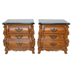 Acacia Wood Bedside Chests, Pair