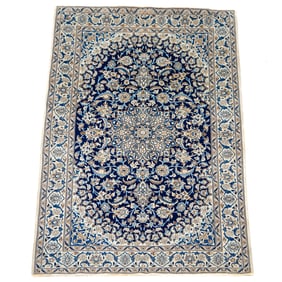 4'1" X 6'6" Nain Wool and Silk Rug