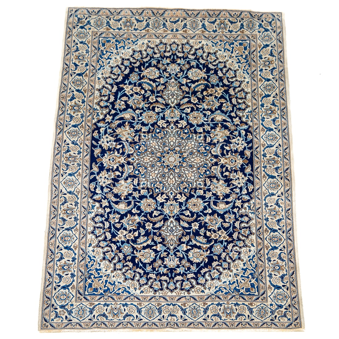4'1" X 6'6" Nain Wool and Silk Rug: 4'1" X 6'6" Nain Wool and Silk Rug