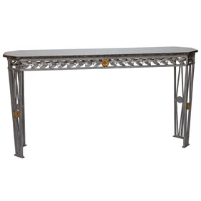 Vintage Metal Console Table with Granite Top