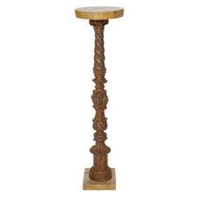 Vintage French Iron and Stone Pedestal