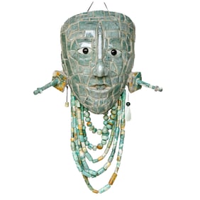 Vintage Mesoamerican Jade Death Mask and Jewelry