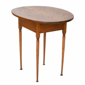 Antique American Oval Beech Wood Side Table