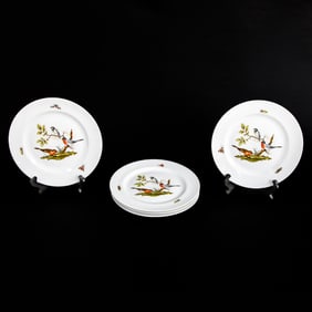 Vintage Limoges France Porcelain Bird Plates, Five Total