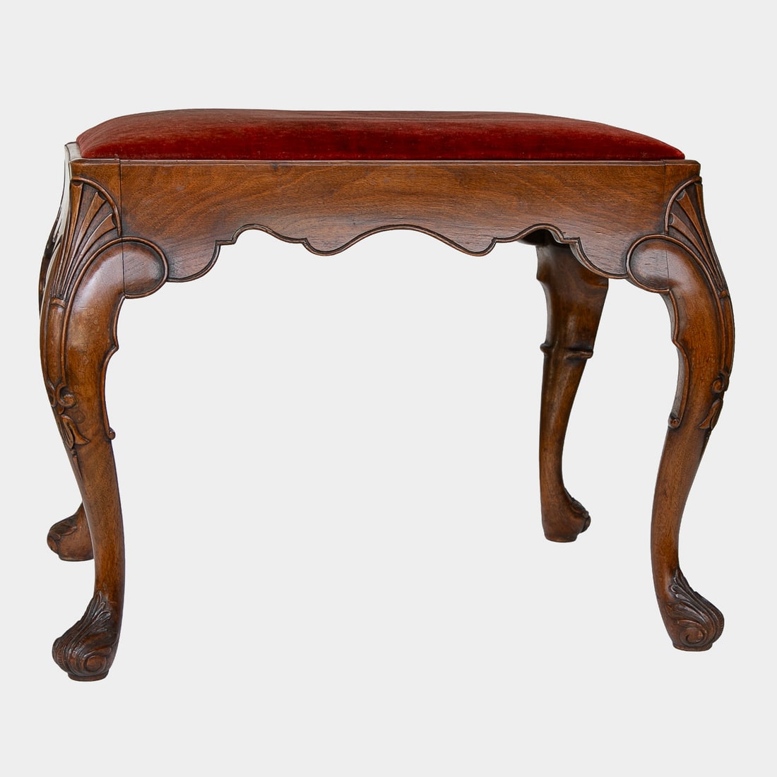 Late 19th C. Carved Walnut Stool (1 of 5)