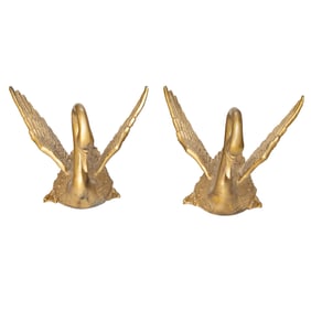 Gilt Mixed Metal Swan Table Bases, Pair