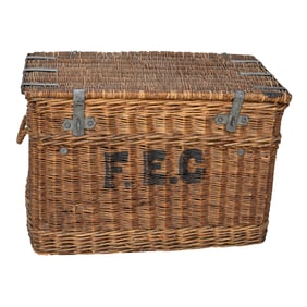 Vintage French Style Wicker Mail Basket/Trunk