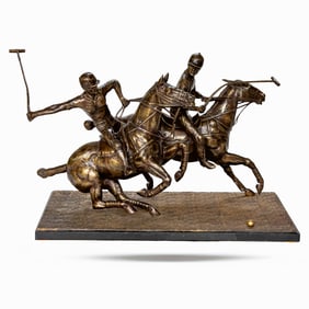 Bronze Sculpture Depicting Two Polo Players
