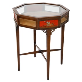 Vintage Asian Octagonal Shaped Oak Specimen Table