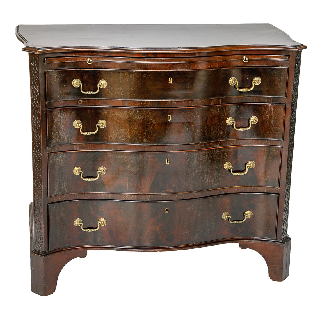 19th C. English Mahogany Serpentine Shape Chest of Drawers (1 of 8)