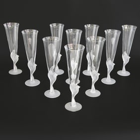 Sasaki Japanese Champagne Flutes, Ten Total