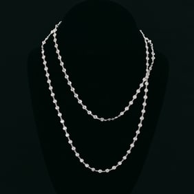 Tiffany and Co. Style 36 Inch 14K White Gold Natural Diamond Necklace
