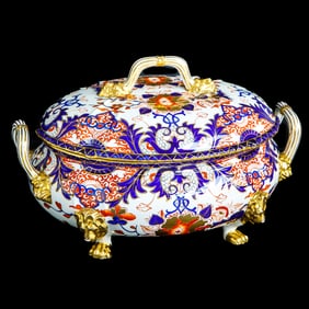 19th C. English Royal Crown Derby Porcelain Soup Tureen