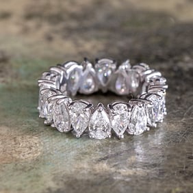 Platinum Natural Diamond Eternity Ring, Size 6.5