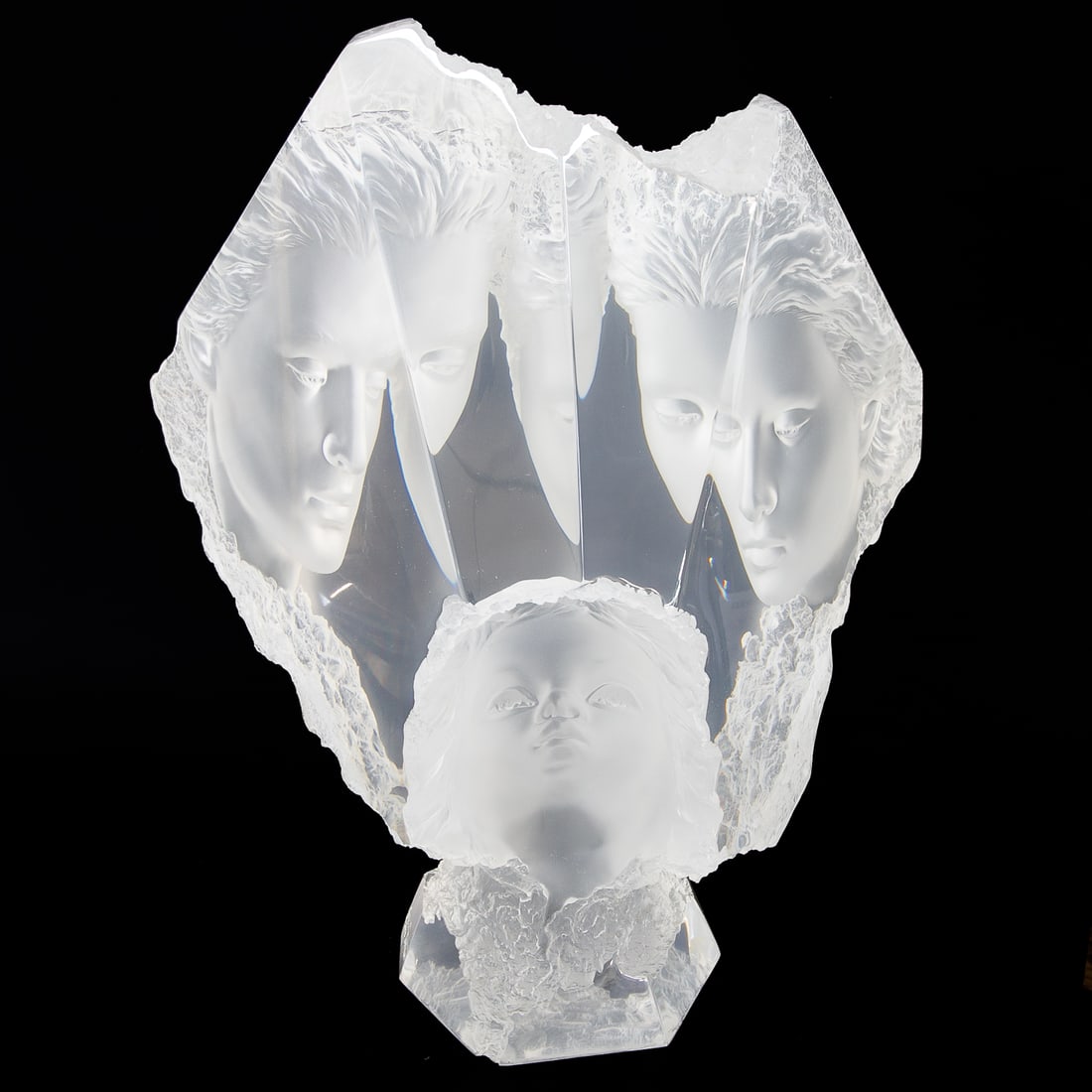 Michael Wilkinson (MNW Studio) Limited Edition Acrylic Head Sculpture: Michael Wilkinson (MNW Studio) Limited Edition Acrylic Head Sculpture, 1997, Signed and Numbered 495/500, Depicting Three Heads Facing Each Other and Carved So Feature Open Exterior Sides, Sculpture i