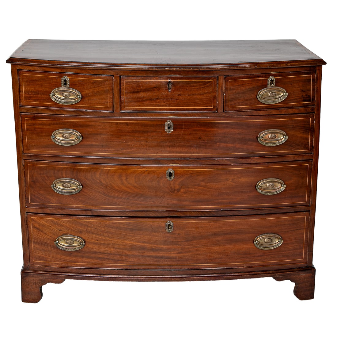 19th C. Scottish Mahogany Regency Style Bow Front Chest (1 of 6)