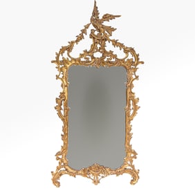 Vintage Gold Leaf Carved Chippendale Style Wall Mirror