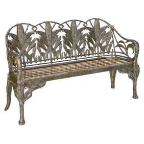Vintage Maitland-Smith Bronze and Wood Garden Bench