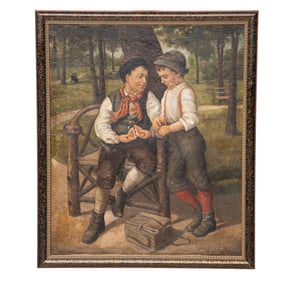 Friendship Scene, Oil on Canvas