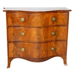 19th C. English Mahogany Regency Style Serpentine Front Chest