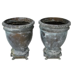 Verde Bronze Garden Urns, Pair