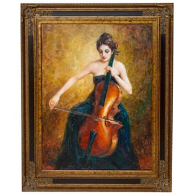 Cello Performer, Oil on Canvas