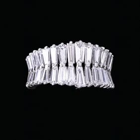 Platinum Natural Diamond Eternity Ring, Size 6.5