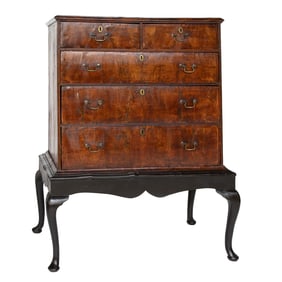 Late 18th/Early 19th C. English Walnut George II Style Chest on Stand