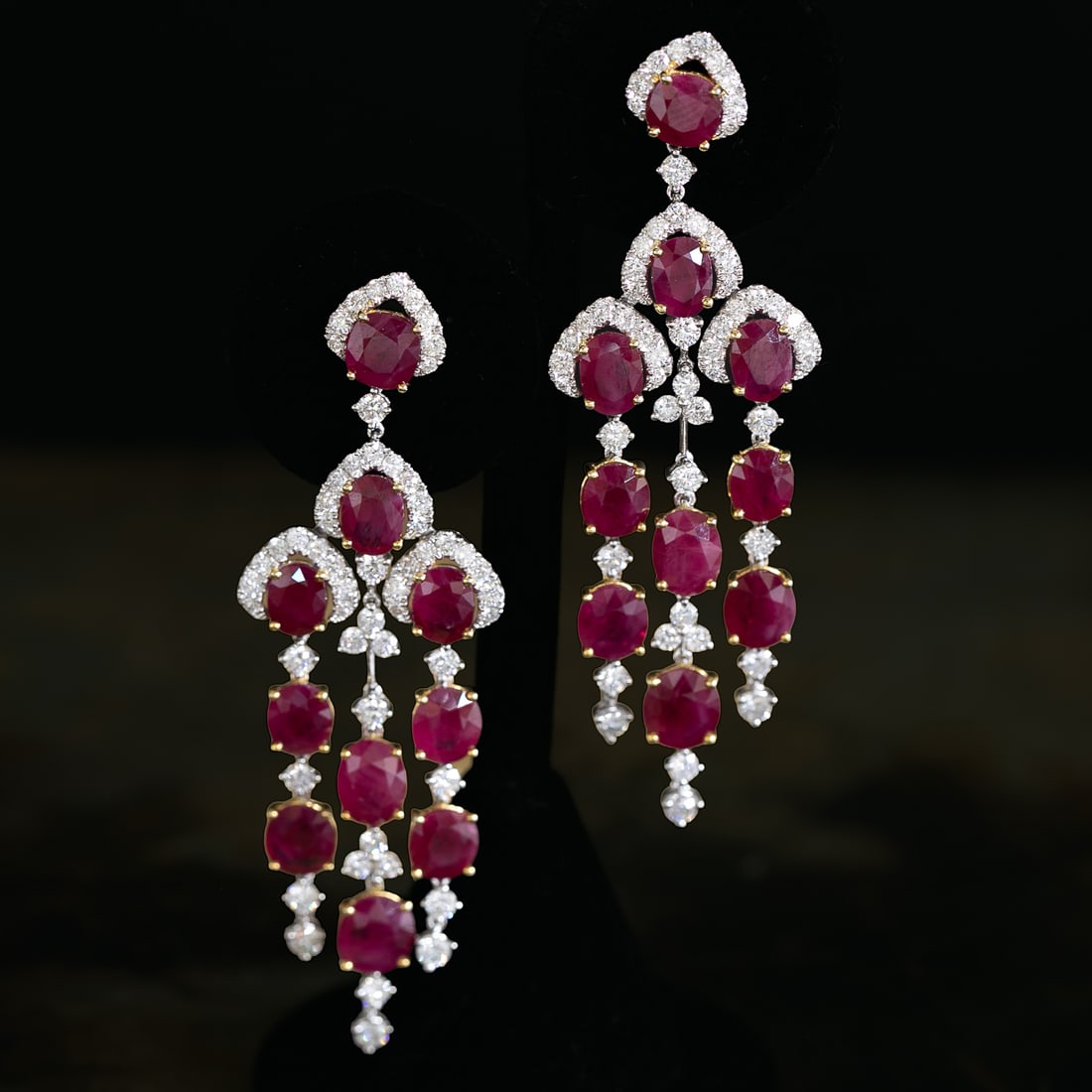 18K White Gold Natural Ruby and Diamond Earrings (1 of 5)